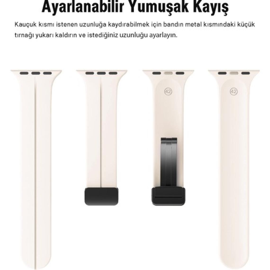 Apple Watch Serisi 9 Ultra 8 7 6 5 4 3 2 1 SE 49MM Su Geçirmez Silikon Spor Kordonu, Kolay Takma/çıkarma, Metal Manyetik özellikli