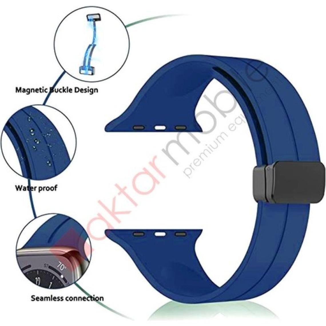 AktarMobile Apple Watch 10 46 mm Uyumlu Silikon Kordon Magnetik D Tokalı Spor Kayış Mıknatıslı Toka