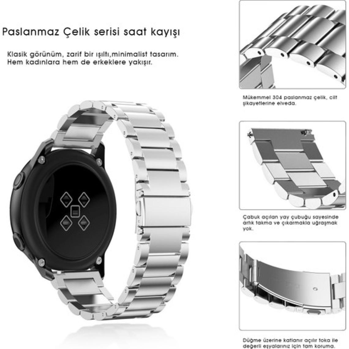 Kip GSM Galaxy Watch Active 2 40MM Uyumlu Kordon Kordon Metal Kordon Ayarlama Aparatlı