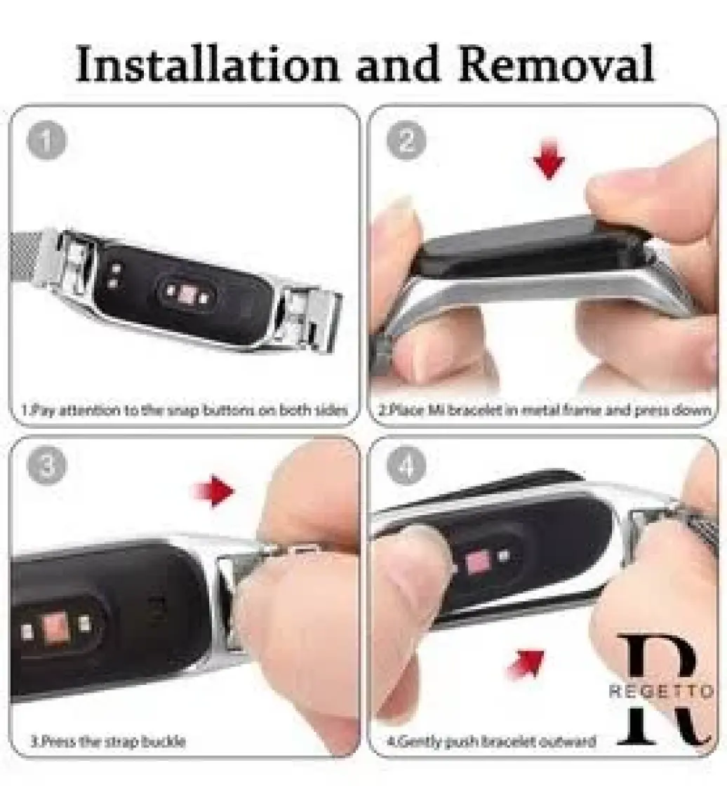 M.TK Moveteck Xiaomi Mi Band 7 Uyumlu Kordon Metal Manyetik Hasır Örgülü Çelik Mıknatıslı Kayış