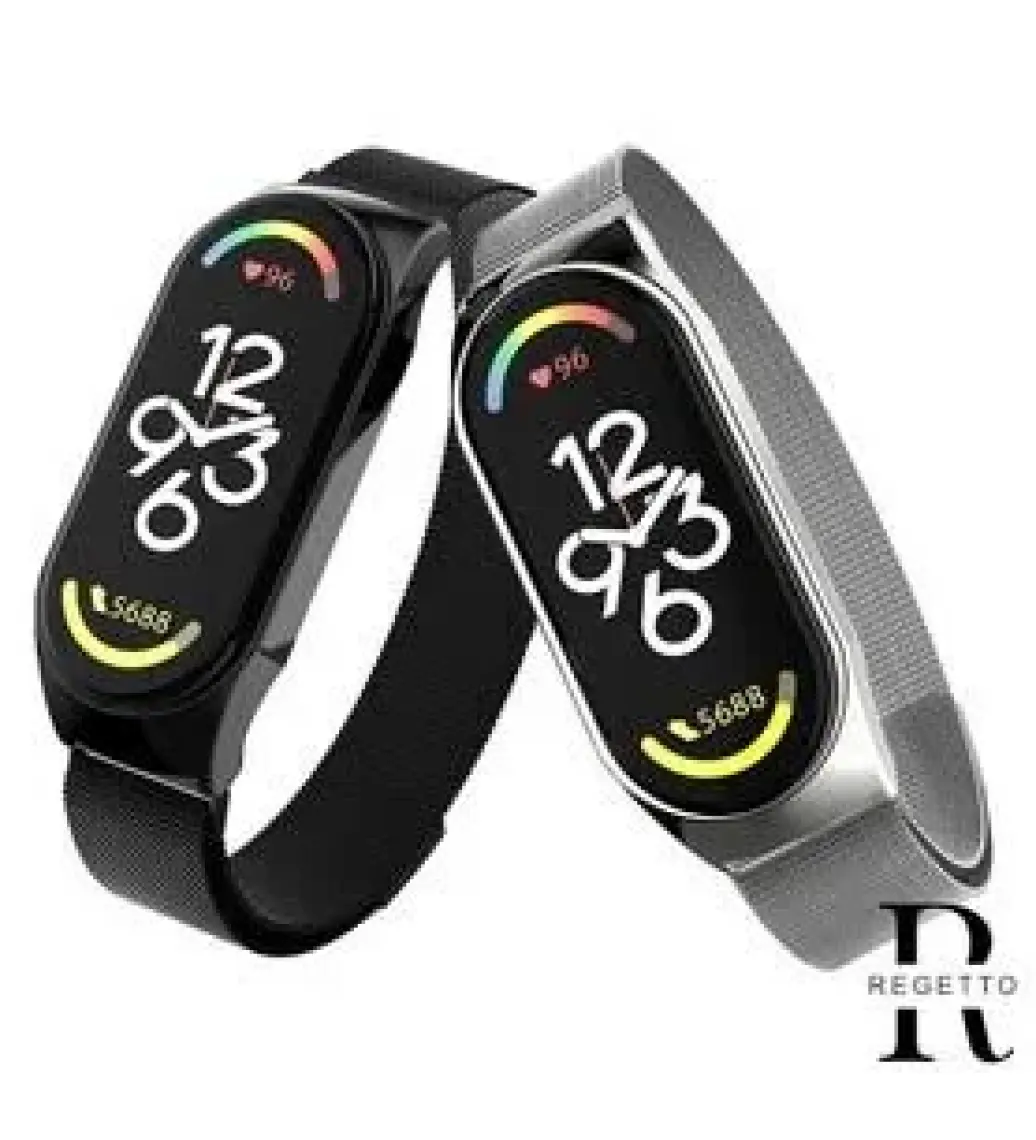M.TK Moveteck Xiaomi Mi Band 7 Uyumlu Kordon Metal Manyetik Hasır Örgülü Çelik Mıknatıslı Kayış