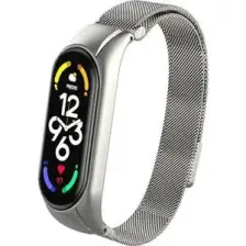 M.TK Moveteck Xiaomi Mi Band 7 Uyumlu Kordon Metal Manyetik Hasır Örgülü Çelik Mıknatıslı Kayış