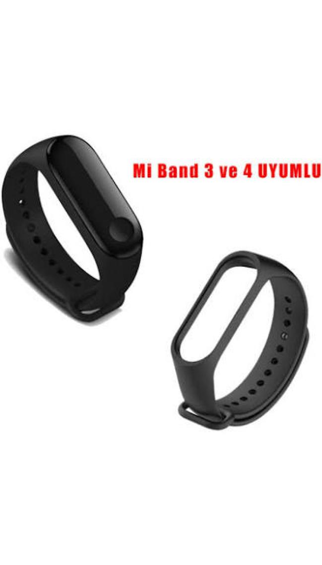 Kyver Xiaomi Mi Band 3 - Mi Band 4 Akıllı Bileklik Kordon Kayış Siyah