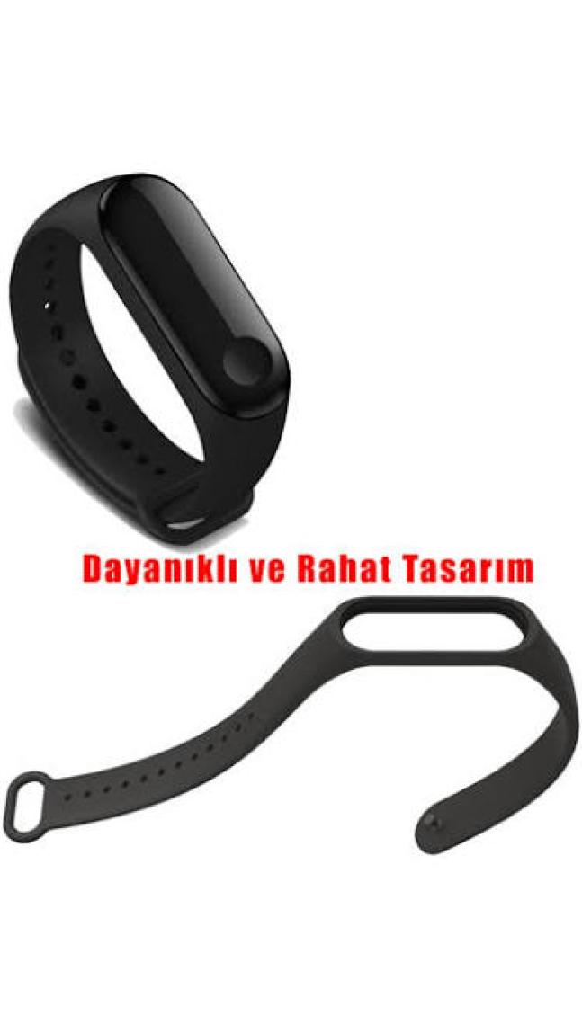 Kyver Xiaomi Mi Band 3 - Mi Band 4 Akıllı Bileklik Kordon Kayış Siyah