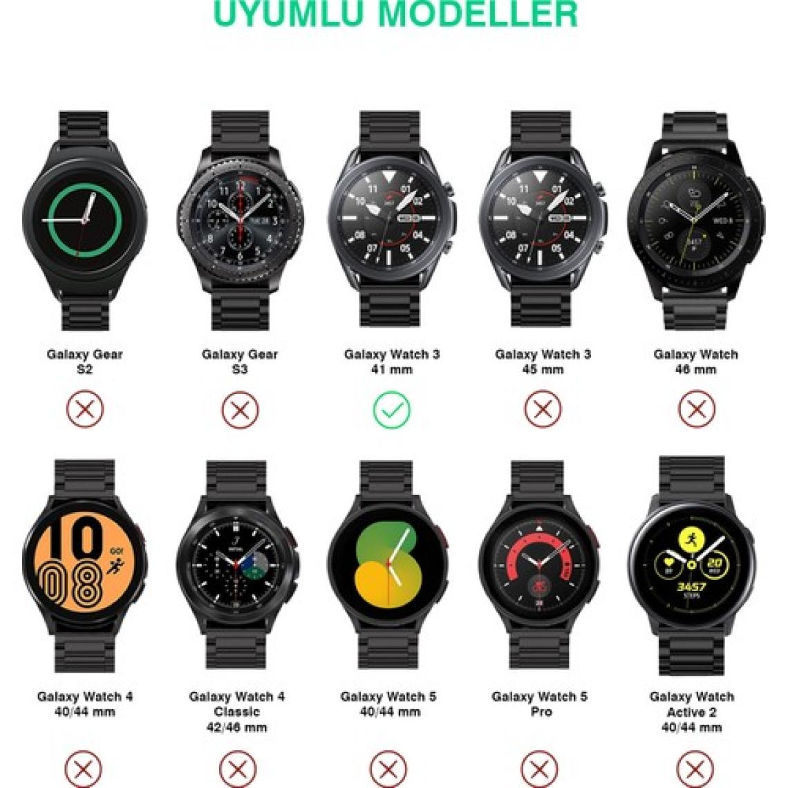 Kip GSM Samsung Galaxy Watch 3 41MM Uyumlu Kordon Kordon Metal Kordon Ayarlama Aparatlı