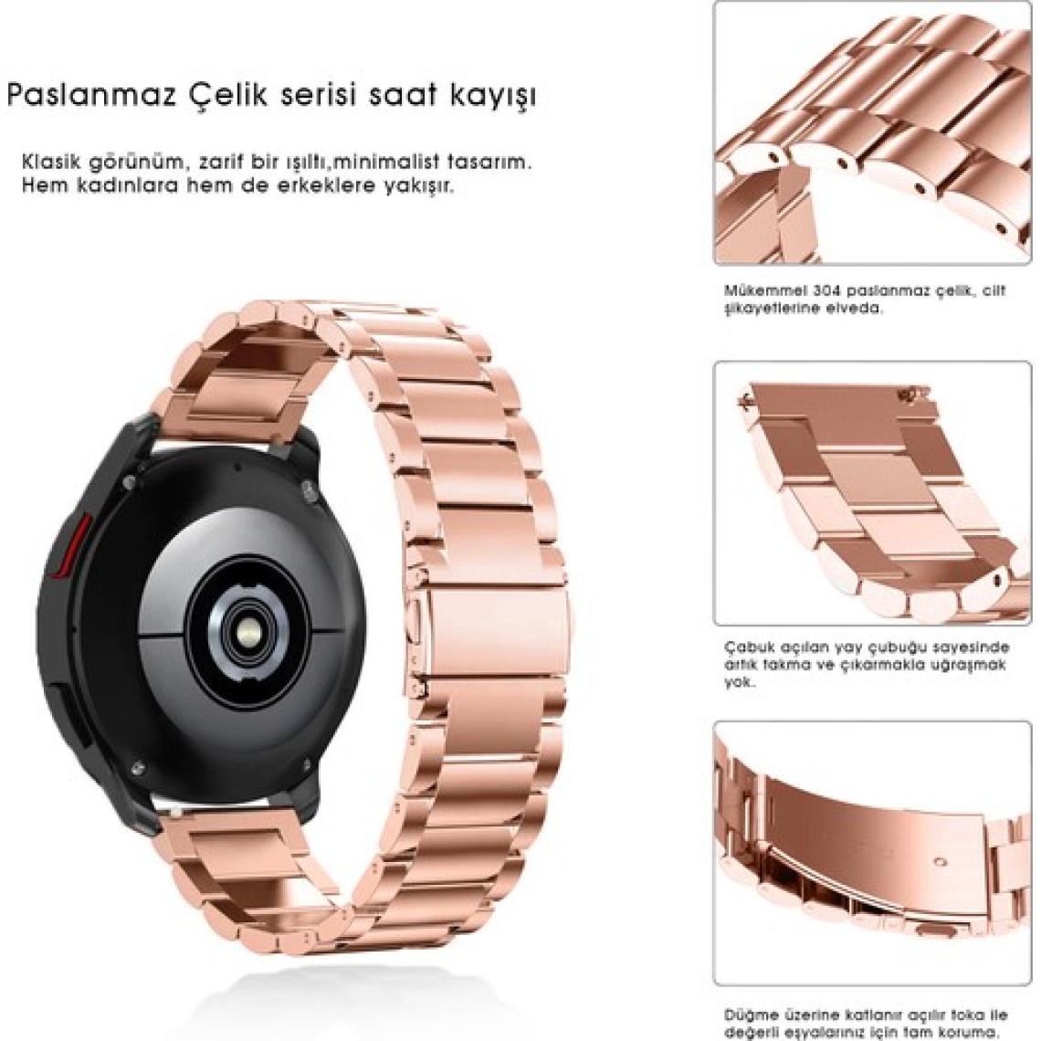 Kip GSM Samsung Galaxy Watch 6 40 43 44 47MM Uyumlu Kordon Metal Kordon Ayarlama Aparatlı Klasik Kordon