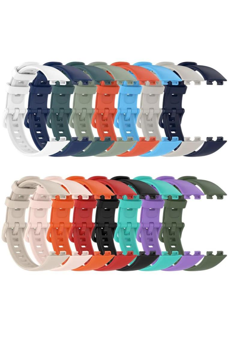 Fibaks Huawei Band 8 - 9 - 10 Uyumlu Renkli Tokalı Silikon Akıllı Saat Kordon Kayış Bileklik