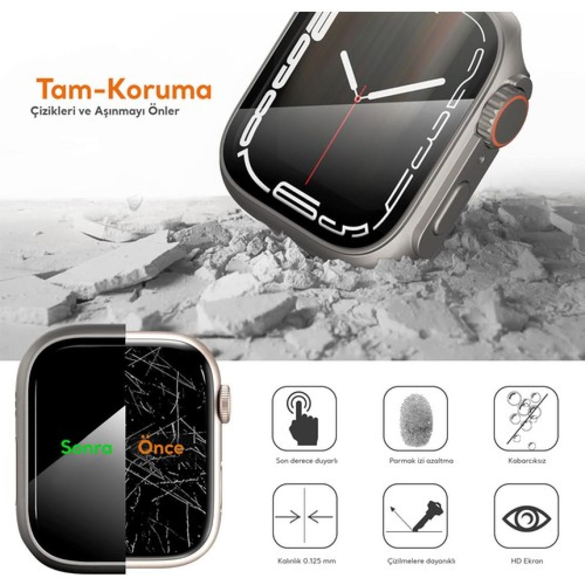 Kip GSM Apple Watch Se 6 5 4 44MM Ekran Koruma (Apple Watch Ultra Görünüm Kasa) Suya Dayanıklı Sert Pc Tam Koruma Ekran Koruyucu