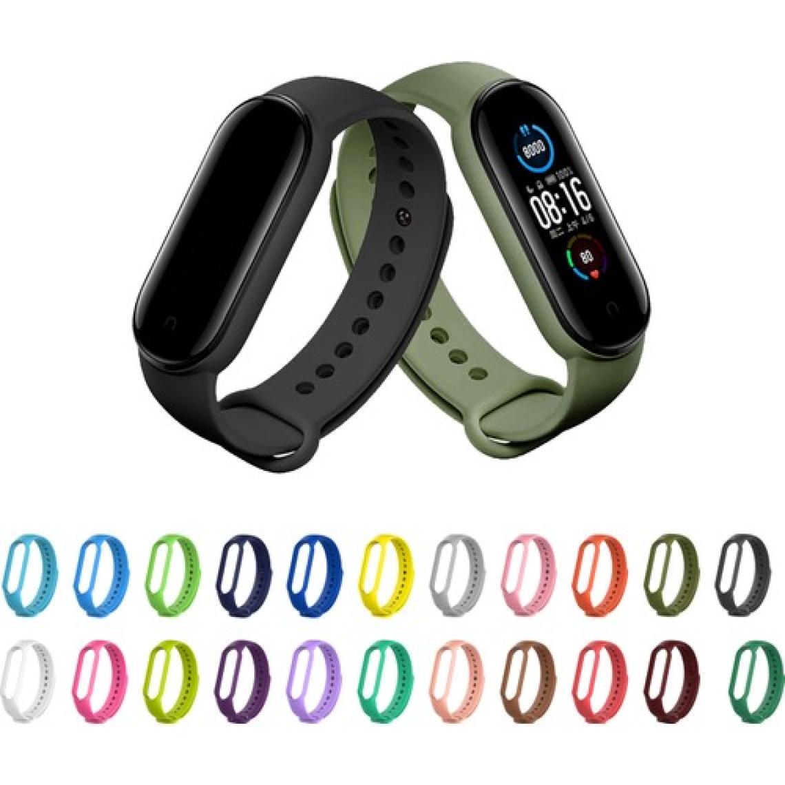 Kyver Xiaomi Mi Band 5 ve 6 Akıllı Bileklik Silikon Kordon Kayış Siyah