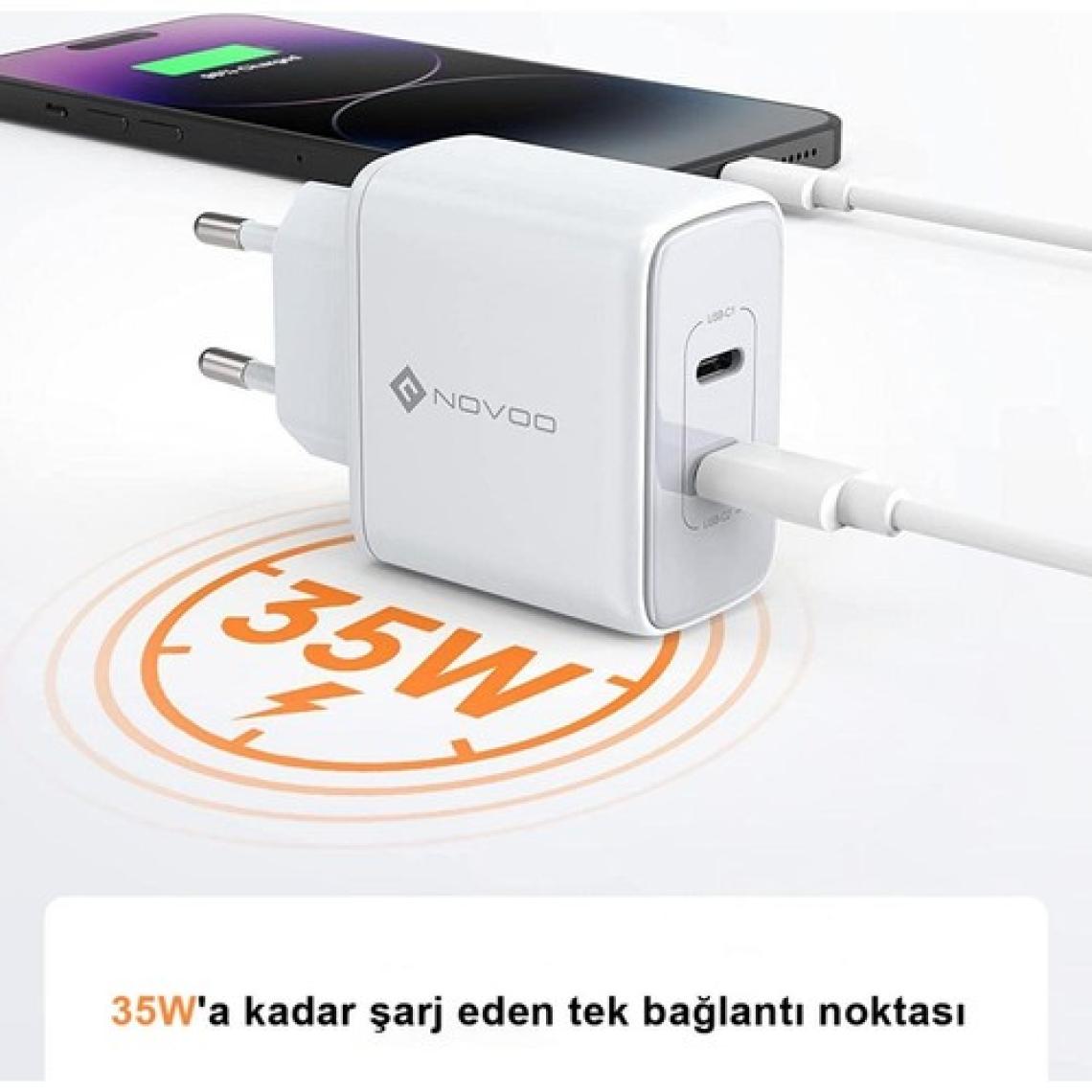 Novoo Gan 35W 2 Portlu Usb-C Pd Hızlı Şarj Cihazı
