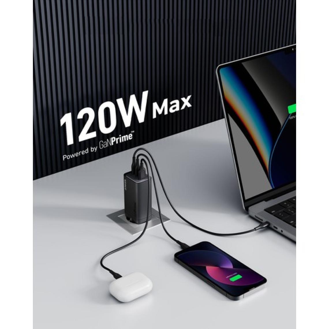 Anker 737 GaNPrime 120W USB-C Şarj Cihazı -iPhone / Android / Macbook Uyumlu  GaN II - PPS Destekli Type-C Hızlı Şarj Adaptörü- A2148 (Anker Türkiye Garantili)