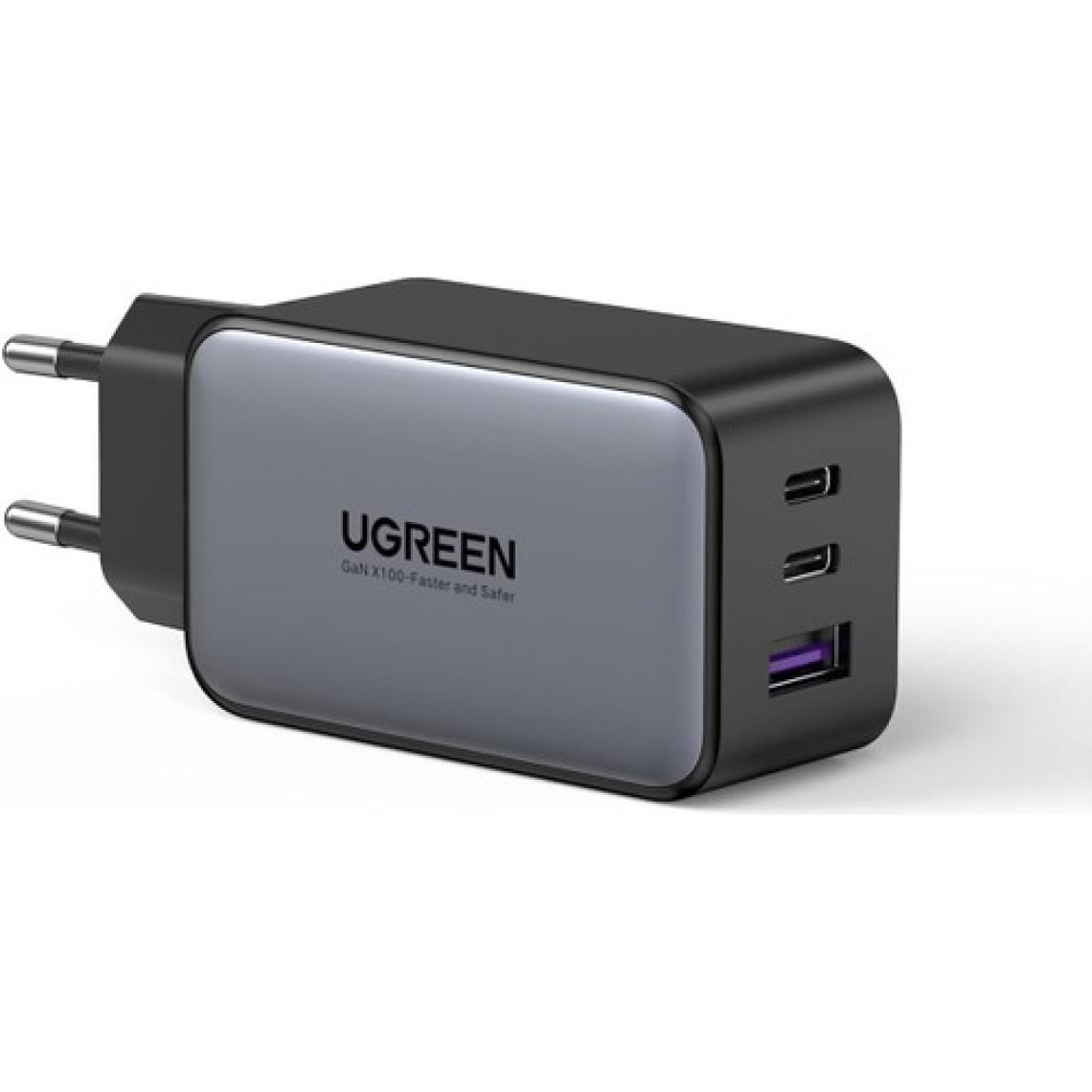 Ugreen 65W USB Type-C QC 4.0 PD 3.0 GanX 3 Portlu Hızlı Şarj Cihazı Space Gray