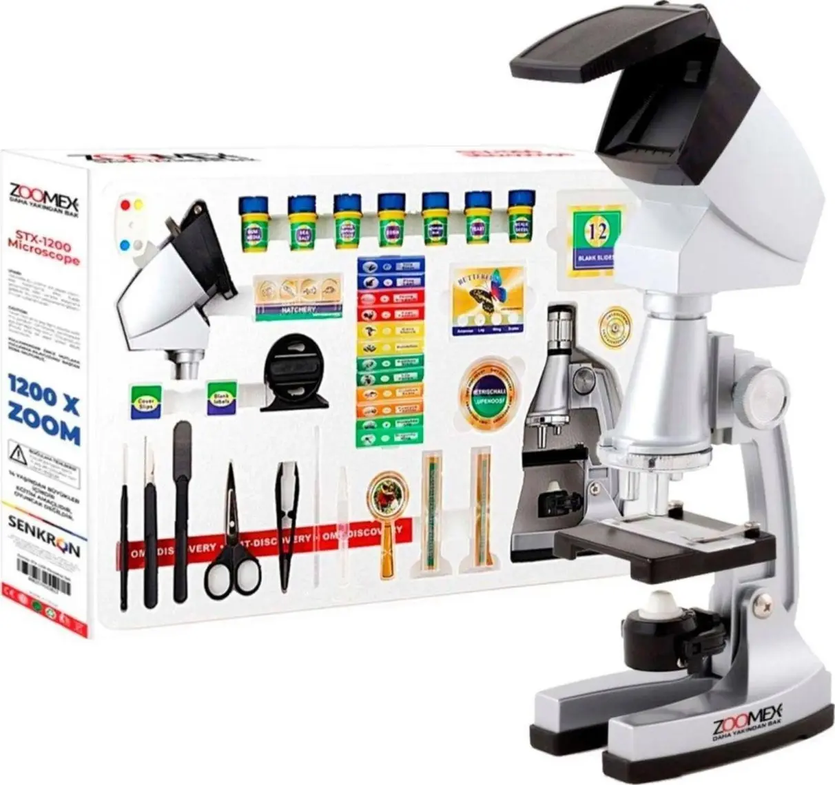 Zoomex STX-1200 Mikroskop Set - 1200 Kat Büyütme - Eğitici ve Öğretici - Geleceğin Bilim İnsanı Olun!