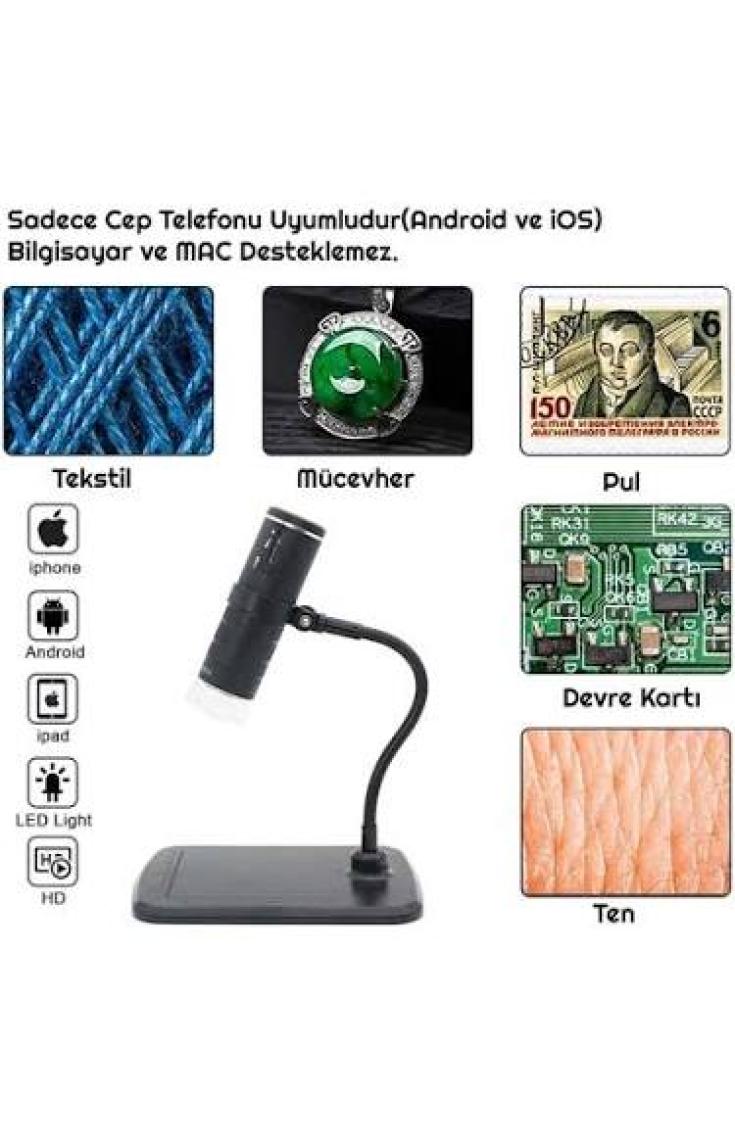 Triline 1000X Wifi Dijital LED Kablosuz Pilli Mikroskop 1080P