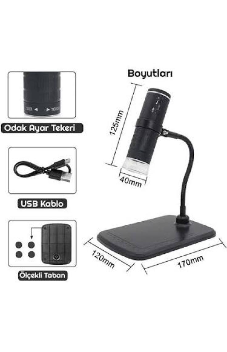 Triline 1000X Wifi Dijital LED Kablosuz Pilli Mikroskop 1080P