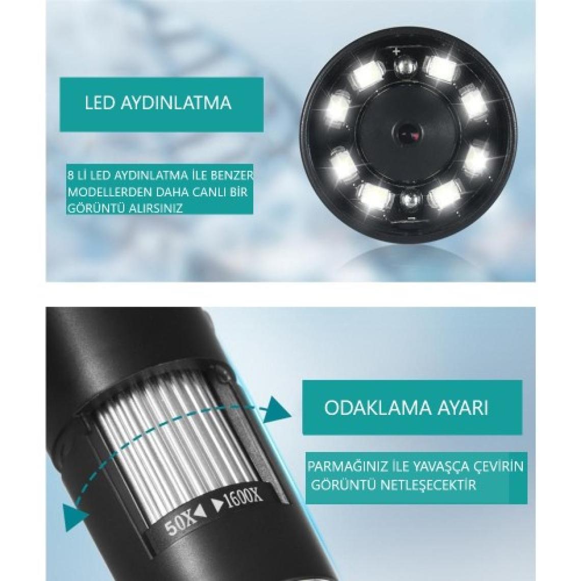Bushman  1600X Wifi Dijital Mikroskop Android Ios iPhone iPad Cihazlar Için Kablosuz Dijital Mikroskop