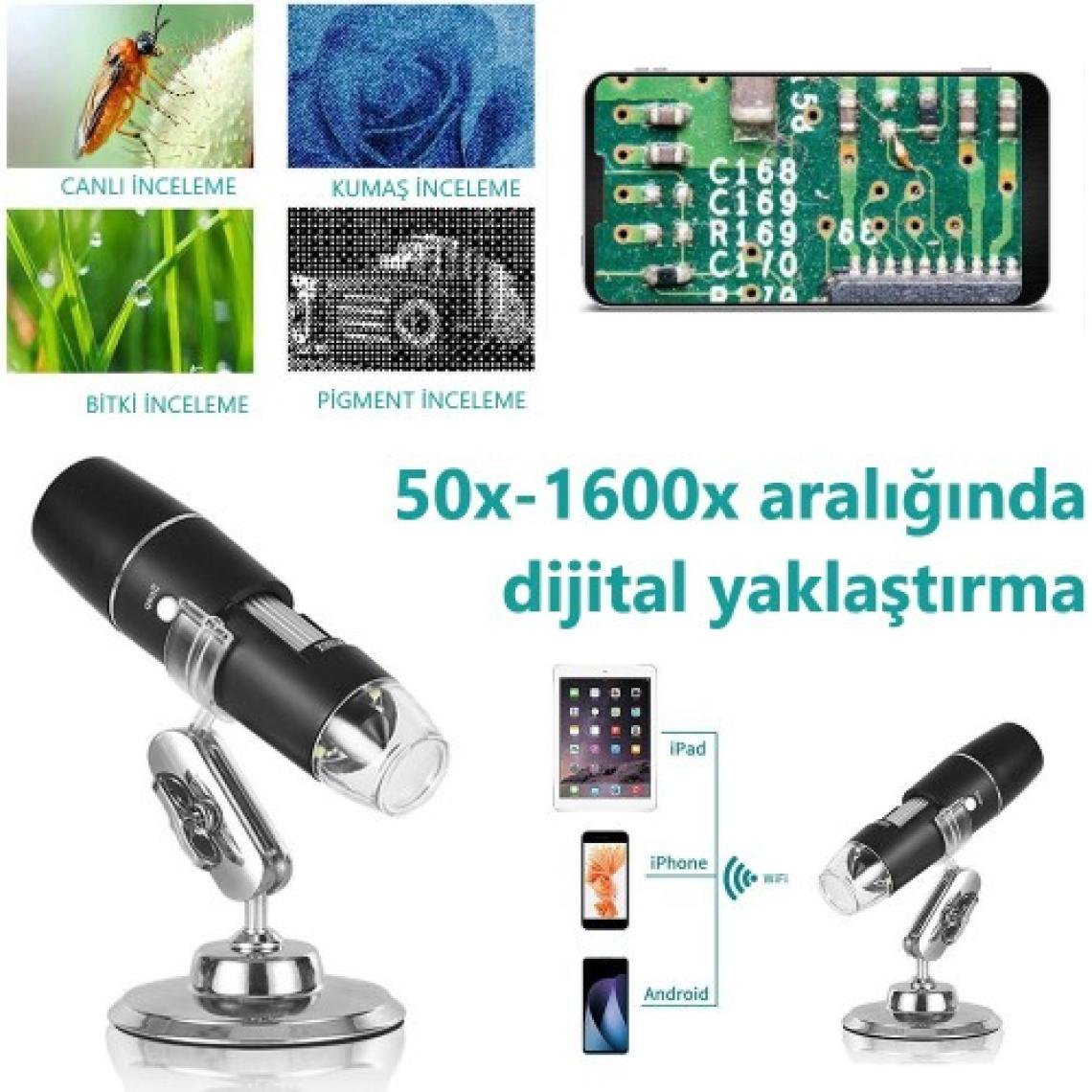 Bushman  1600X Wifi Dijital Mikroskop Android Ios iPhone iPad Cihazlar Için Kablosuz Dijital Mikroskop