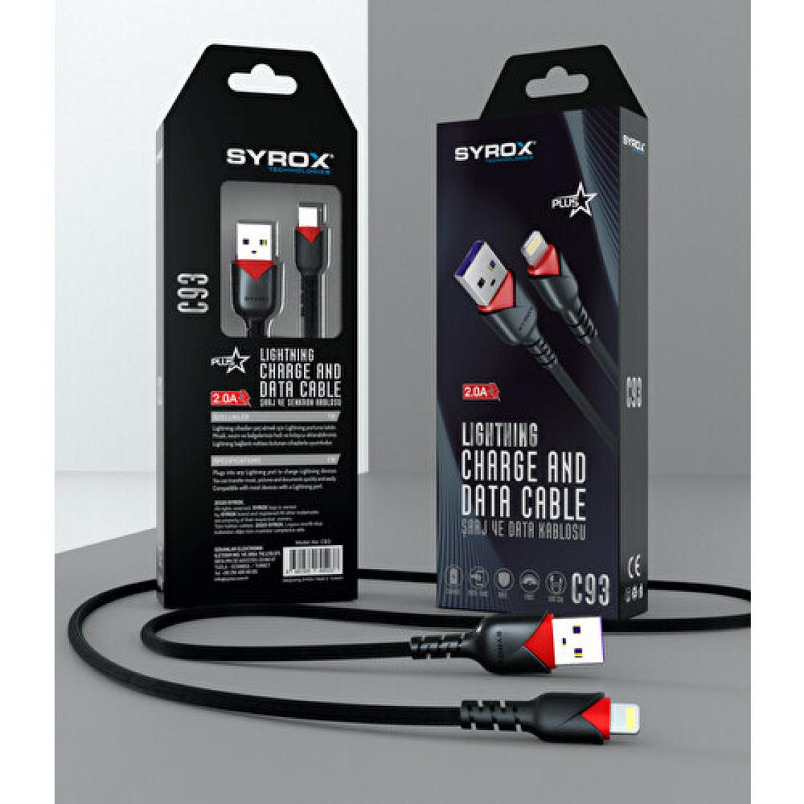 Syrox C93 Örgü Lightning Şarj ve Data Kablo - 1 mt