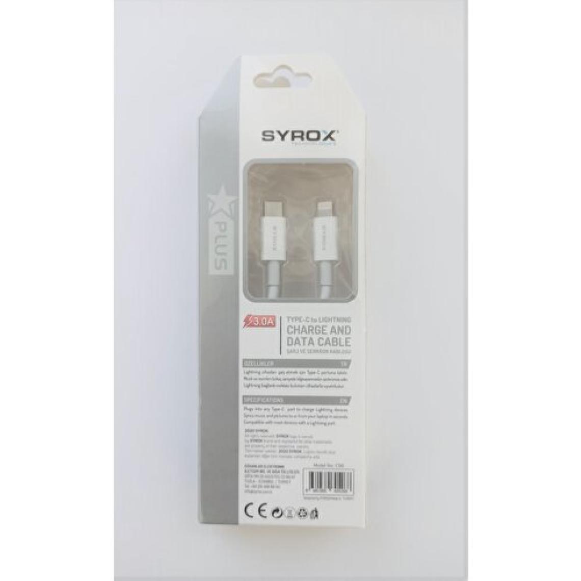 Syrox 3.0A Type-C To Lightning Şarj Senkron Kablosu 1m C96