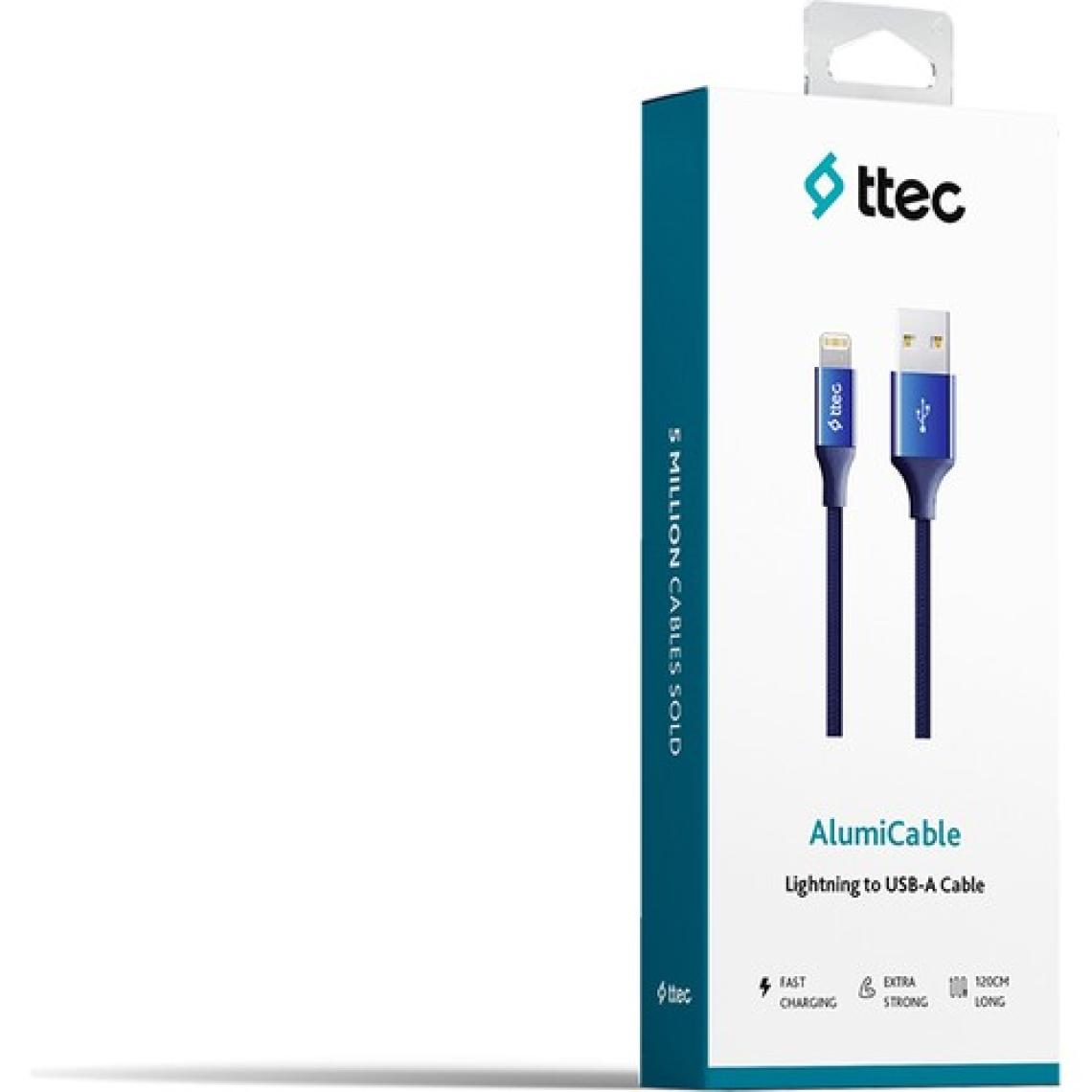 Ttec AlumiCable 2DK16L Lacivert 1.2 m USB to Lightning Şarj Kablosu