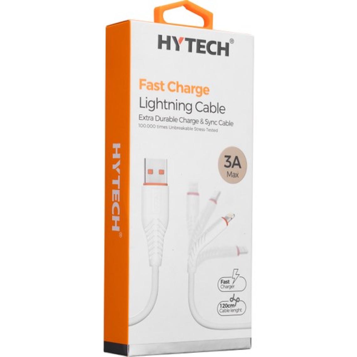 Hytech HY-X335 1.2m 3A Lightning Apple iPhone Uyumlu Data ve Şarj Kablosu Beyaz