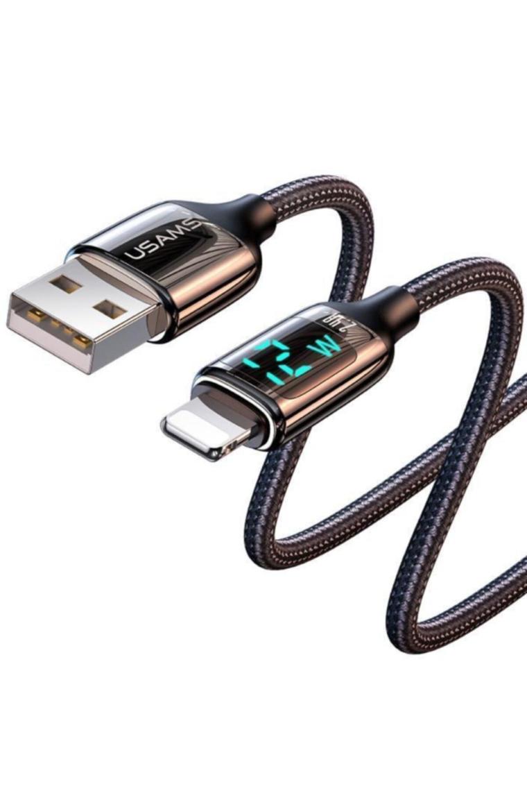 Us-sj543 Dijital Göstergeli,çipli,örgülü, 1.2m 2.4a Lightning Iphone Şarj Ve Data Kablosu Am