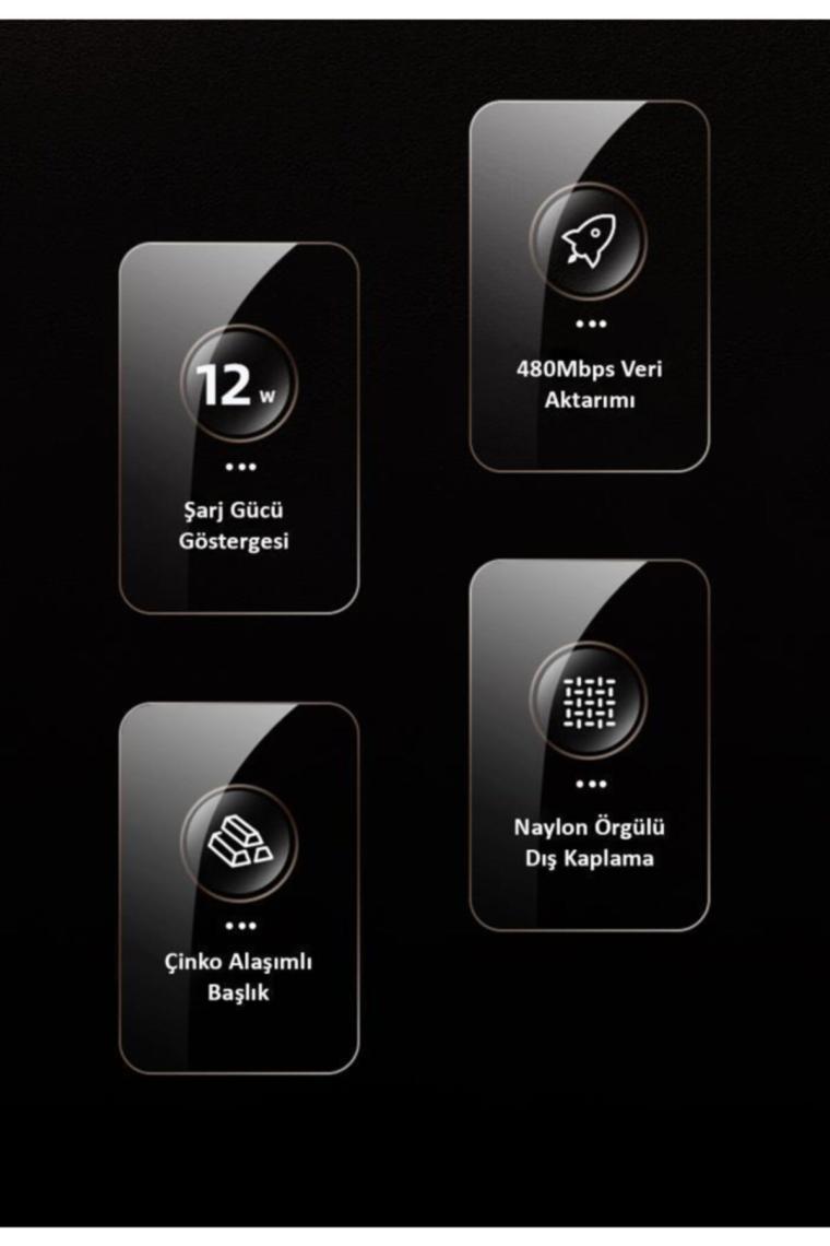 Us-sj543 Dijital Göstergeli,çipli,örgülü, 1.2m 2.4a Lightning Iphone Şarj Ve Data Kablosu Am