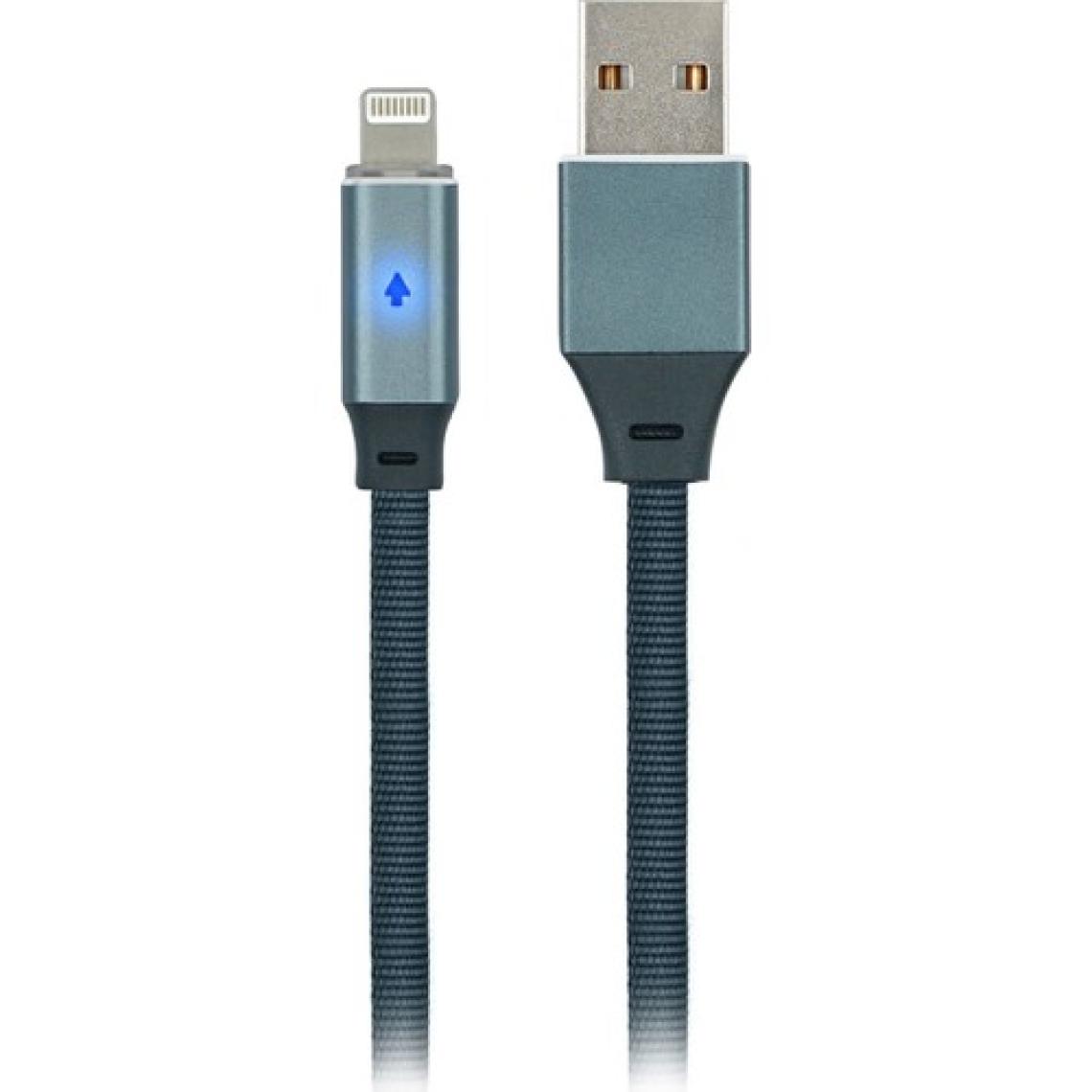 MF Product Jettpower 0020 Metal Başlıklı Örgülü 2.1A Led Göstergeli Lightning Hızlı Şarj Kablosu 1.2 m Gri