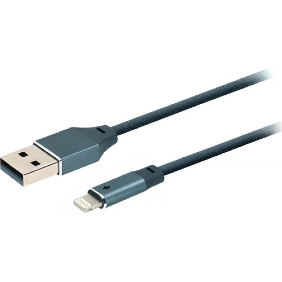 MF Product Jettpower 0020 Metal Başlıklı Örgülü 2.1A Led Göstergeli Lightning Hızlı Şarj Kablosu 1.2 m Gri