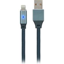 MF Product Jettpower 0020 Metal Başlıklı Örgülü 2.1A Led Göstergeli Lightning Hızlı Şarj Kablosu 1.2 m Gri