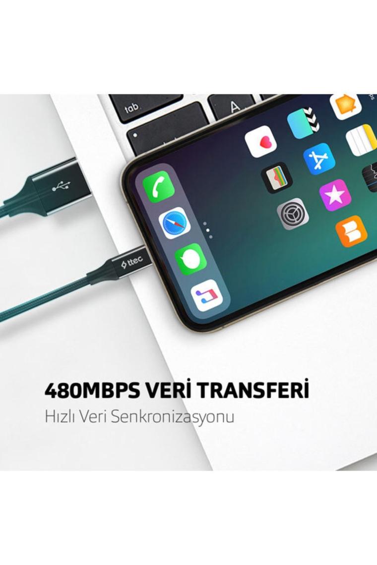 Ttec AlumiCable 2DK16K Kırmızı 1.2 m USB to Lightning Şarj Kablosu