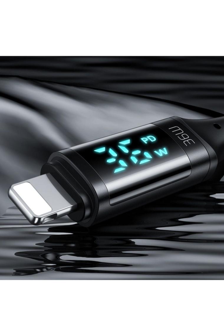 Ca-1030 36w Type-c To Lightning Dijital Göstergeli Data-şarj Kablosu 1.2m-siyah