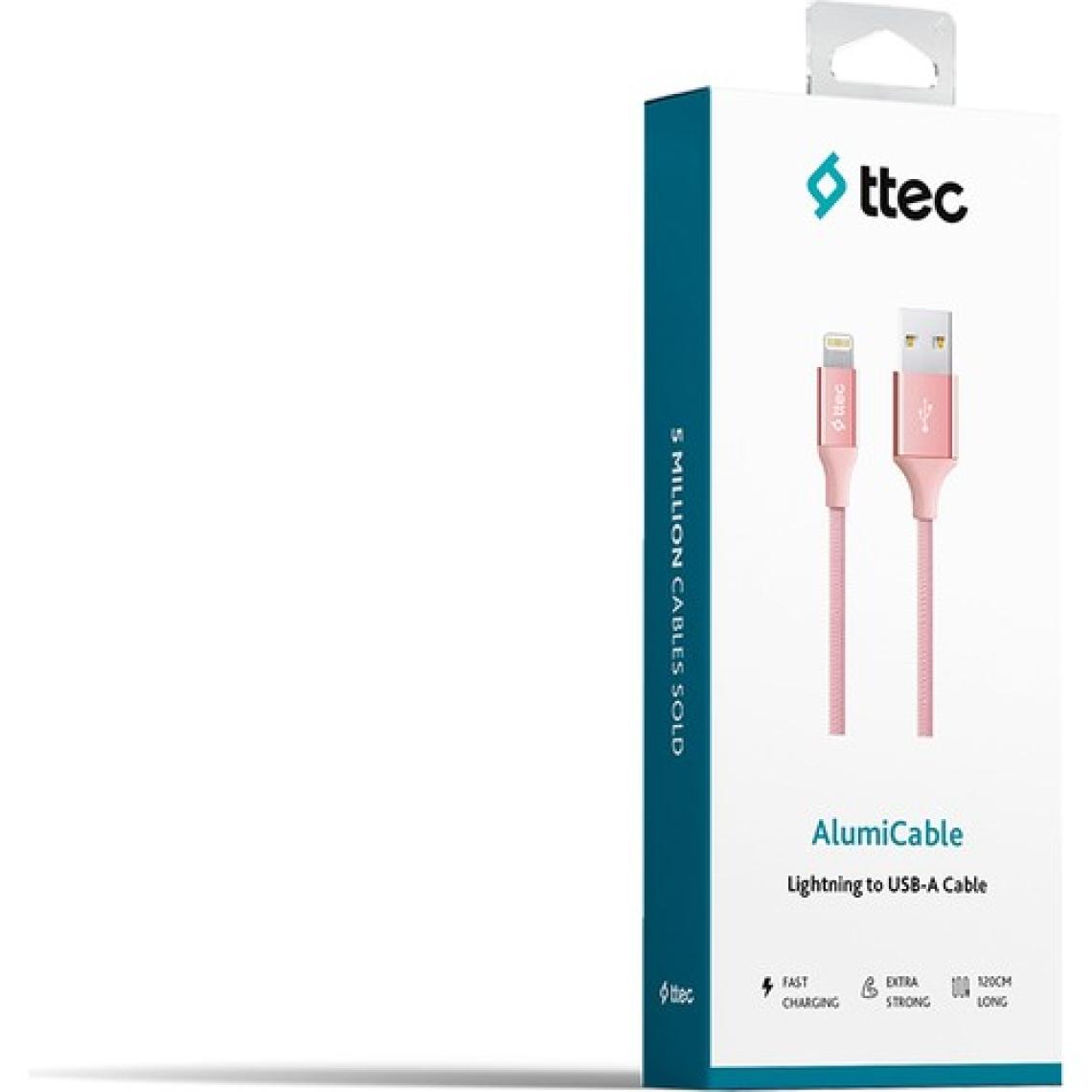 Ttec AlumiCable 2DK16RA Roze Altın 1.2 m USB to Lightning Şarj Kablosu