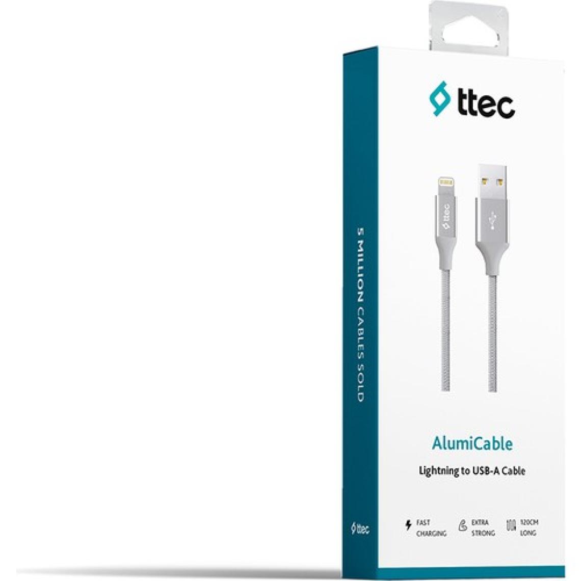 Ttec AlumiCable 2DK16G Gümüş 1.2 m USB to Lightning Şarj Kablosu