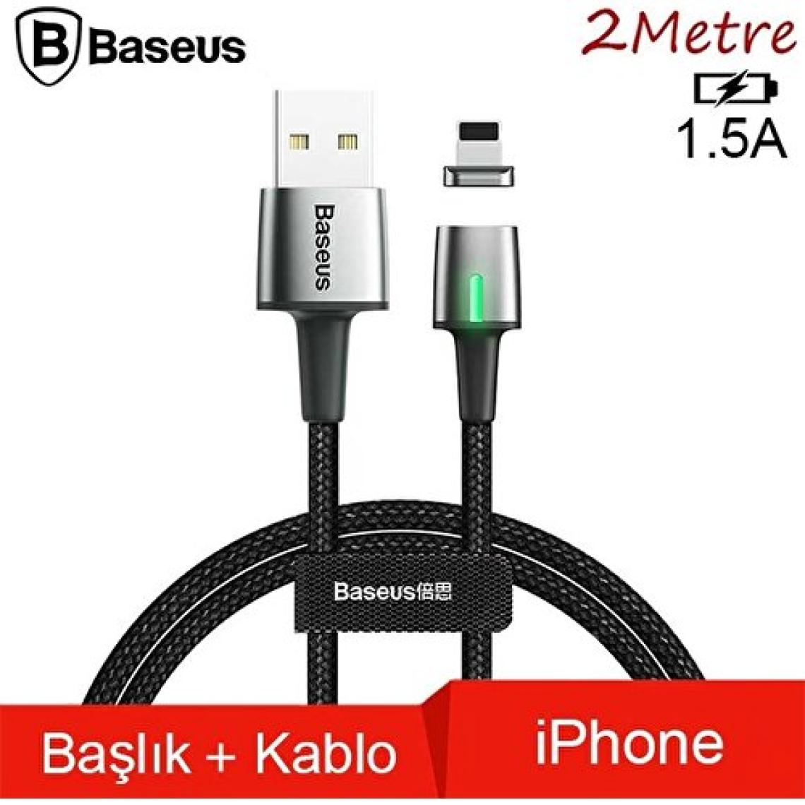 Baseus Zinc Magnetic 1.5A 2 m Lightning to USB Şarj Kablosu Siyah