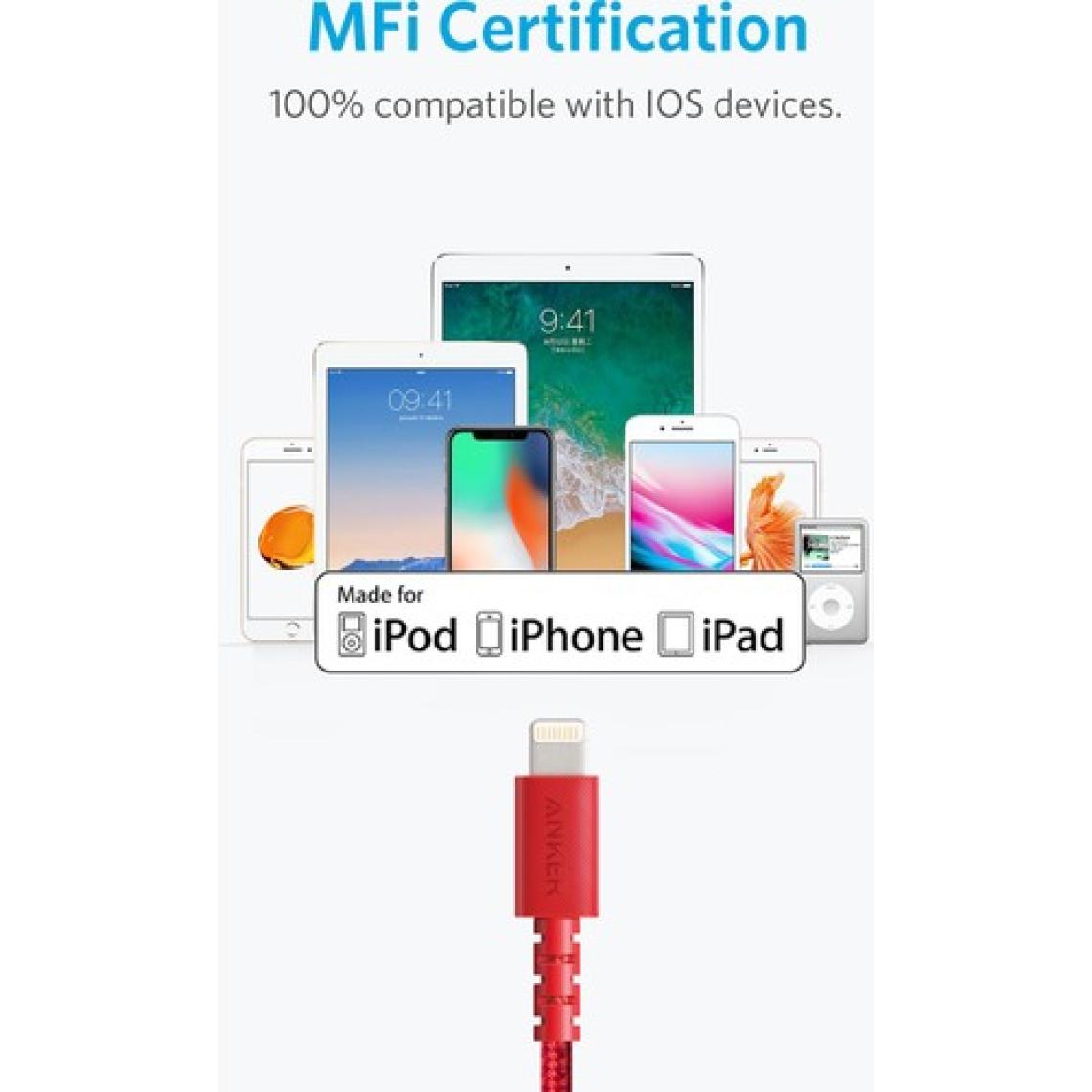 Anker PowerLine Select Plus 0.9 m Lightning to USB Şarj Kablosu