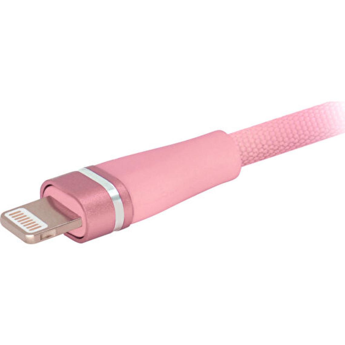 MF Product Jettpower 0054 Metal Başlıklı Örgülü 2.1A Lightning Hızlı Şarj Kablosu 1 m Pembe