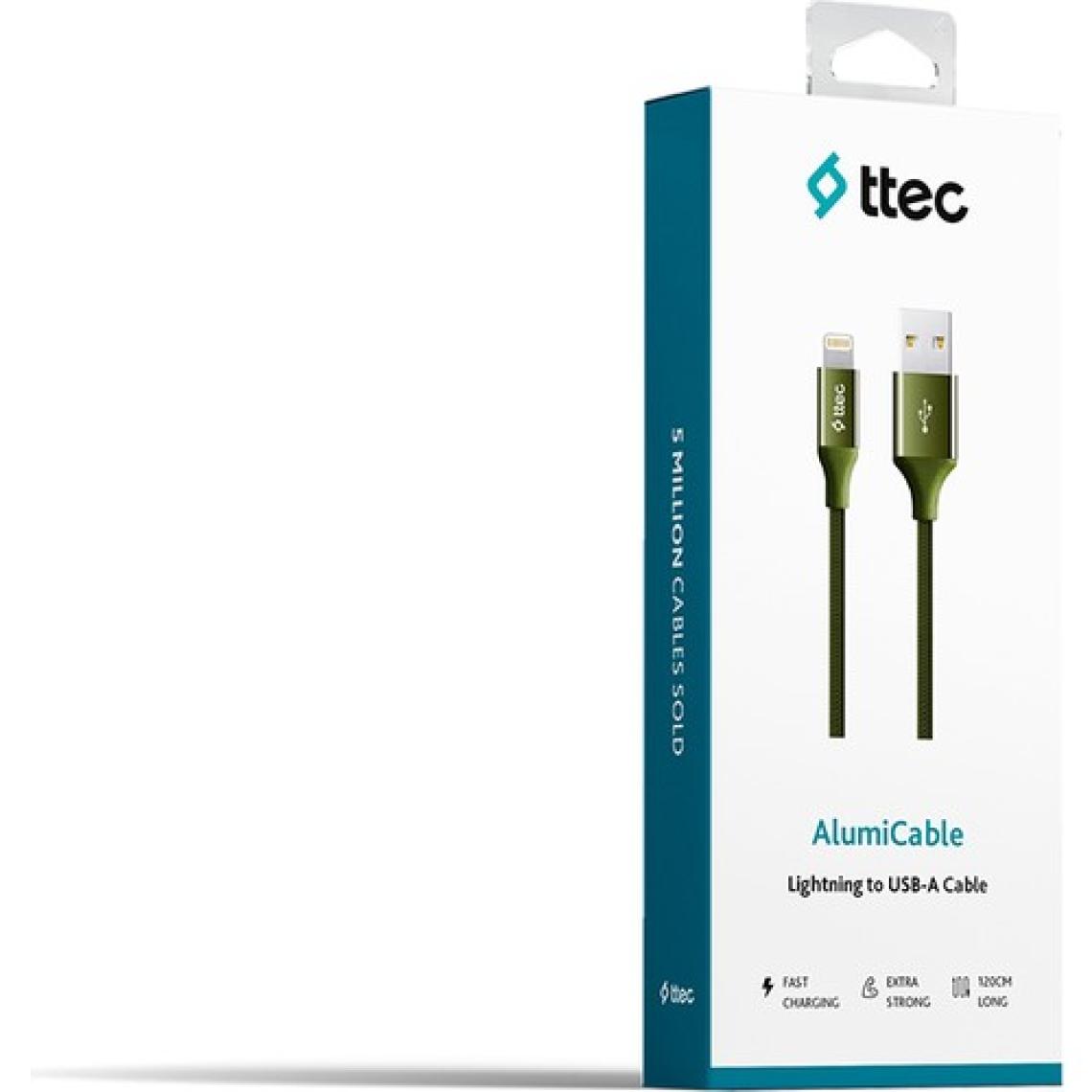 Ttec AlumiCable 2DK16HY Haki Yeşili 1.2 m USB to Lightning Şarj Kablosu