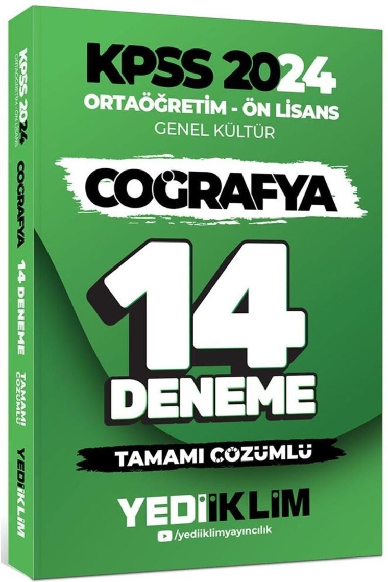 2024 KPSS Ortaöğretim Ön Lisans Genel Kültür Coğrafya Tamamı Çözümlü 14 Deneme