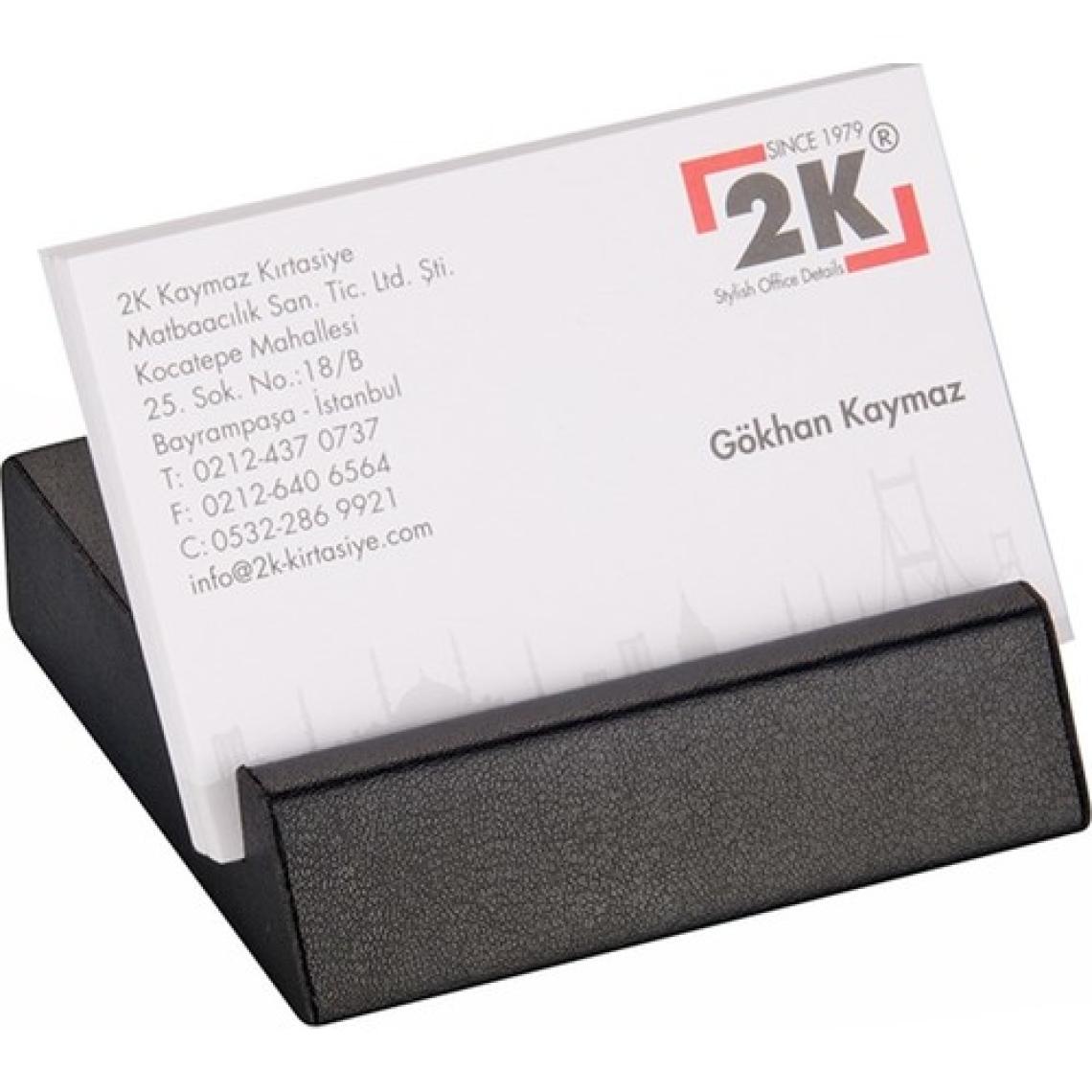 2K Suni Deri Masa Üstü Mdf Telefon Tutucu ve Kartvizitlik Siyah