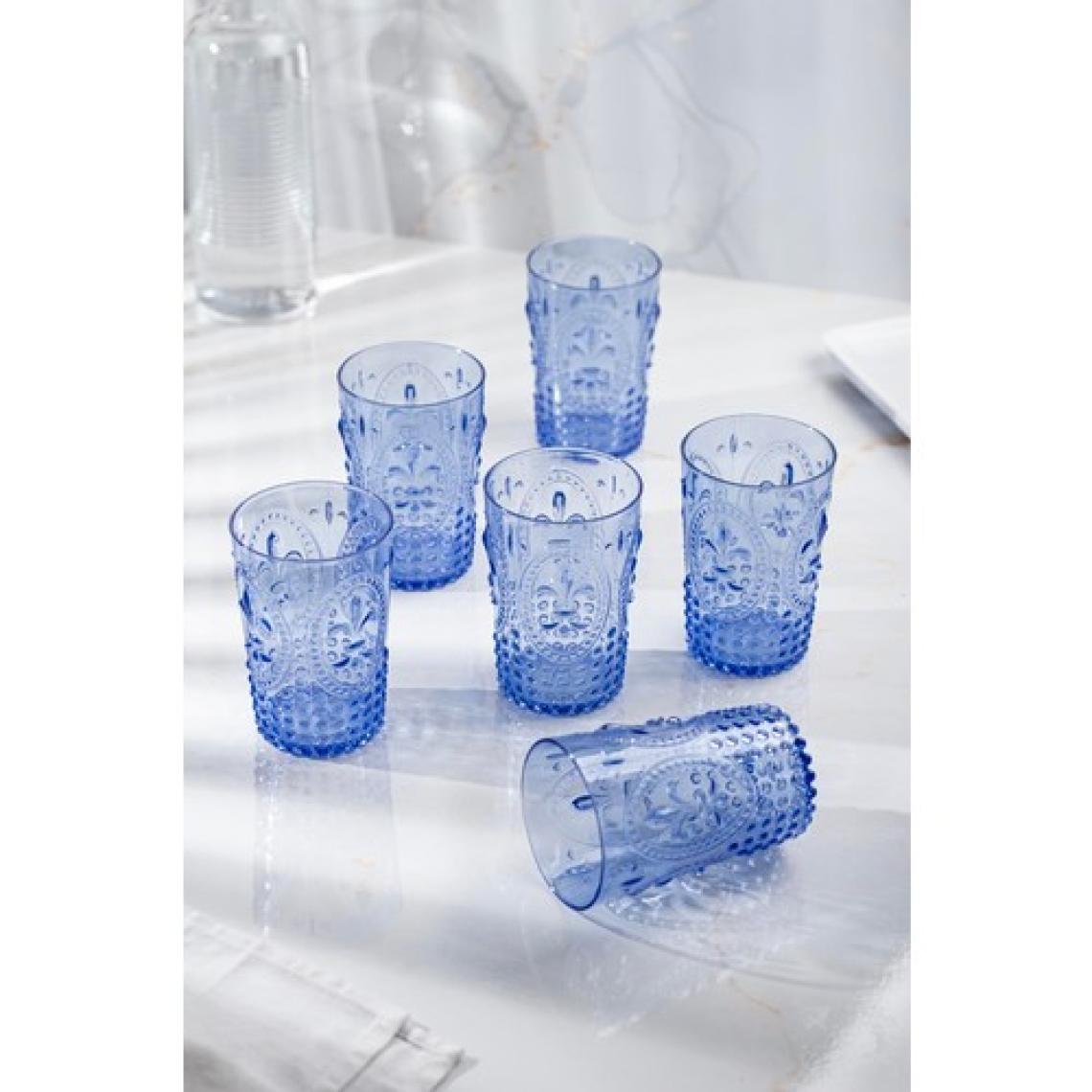 EW's Kitchenware Akrilik Mavi 6 Lı Kısa Bardak & Su Meşrubat Kahve Yanı Bardağı 400 ml (Cam Değildir )