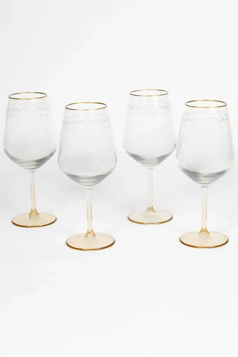 Rakle Yılbaşı - Winter Sky 4'lü Su Kadehi Seti Mavi 490 cc