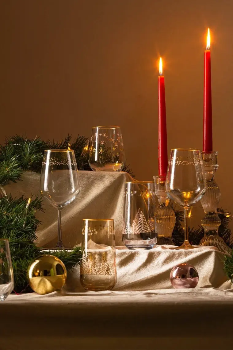 Rakle Yılbaşı - Winter Sky 4'lü Su Kadehi Seti Mavi 490 cc