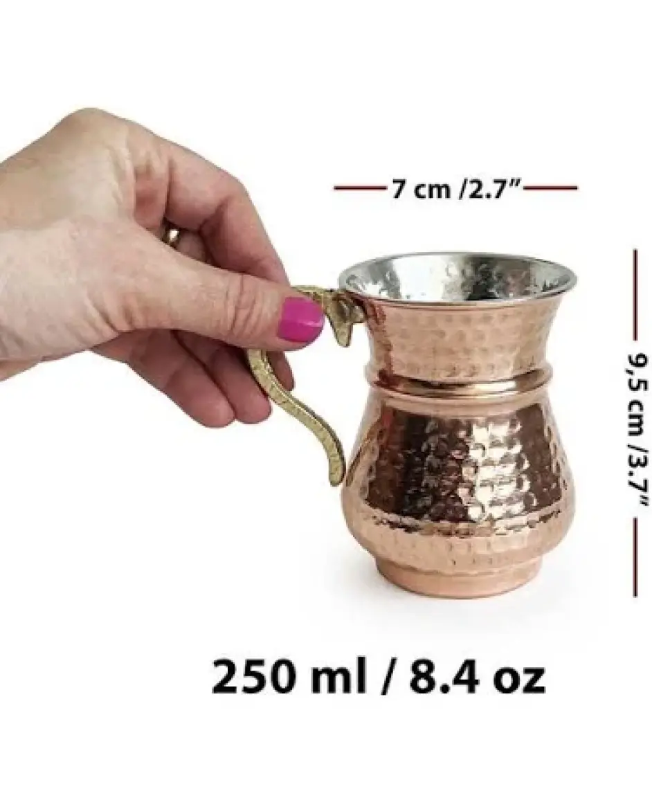 Turna Bakır Kordonlu Maşrapa Makine Dövme 250 ml Kırmızı TURNA0488-1