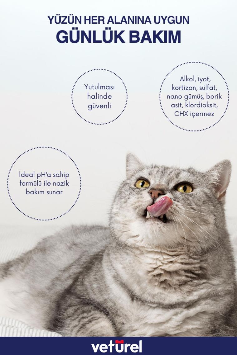 Kedi Yüz Temizleme Solüsyonu Kedi Aknesi Gözyaşı Lekesi Göz Damlası Akıntı Kaşıntı Bakımı 100ml