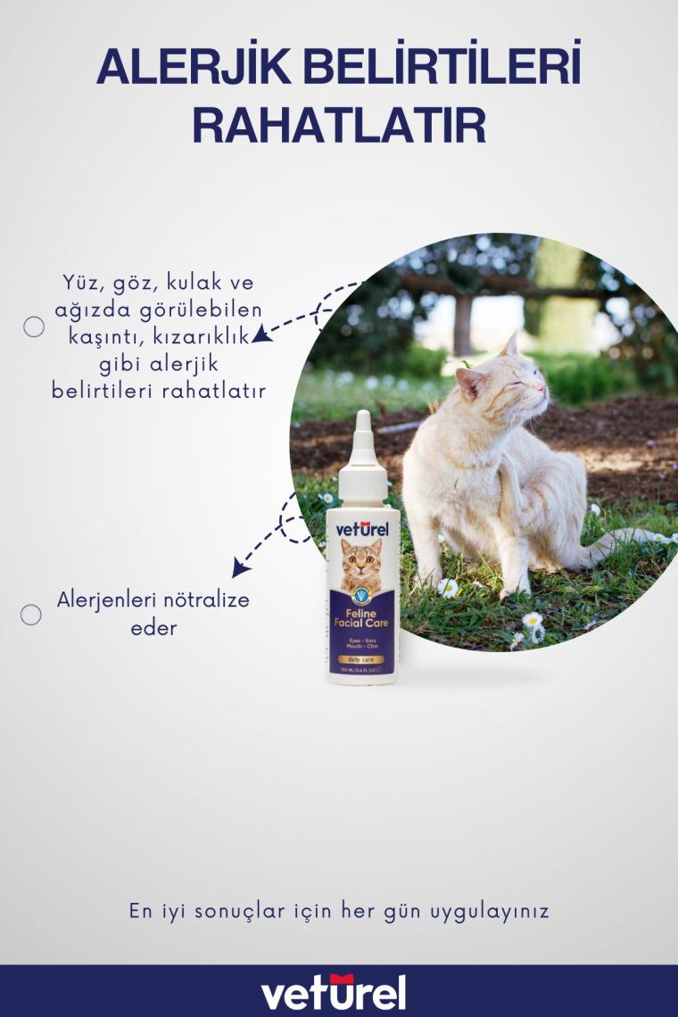 Kedi Yüz Temizleme Solüsyonu Kedi Aknesi Gözyaşı Lekesi Göz Damlası Akıntı Kaşıntı Bakımı 100ml