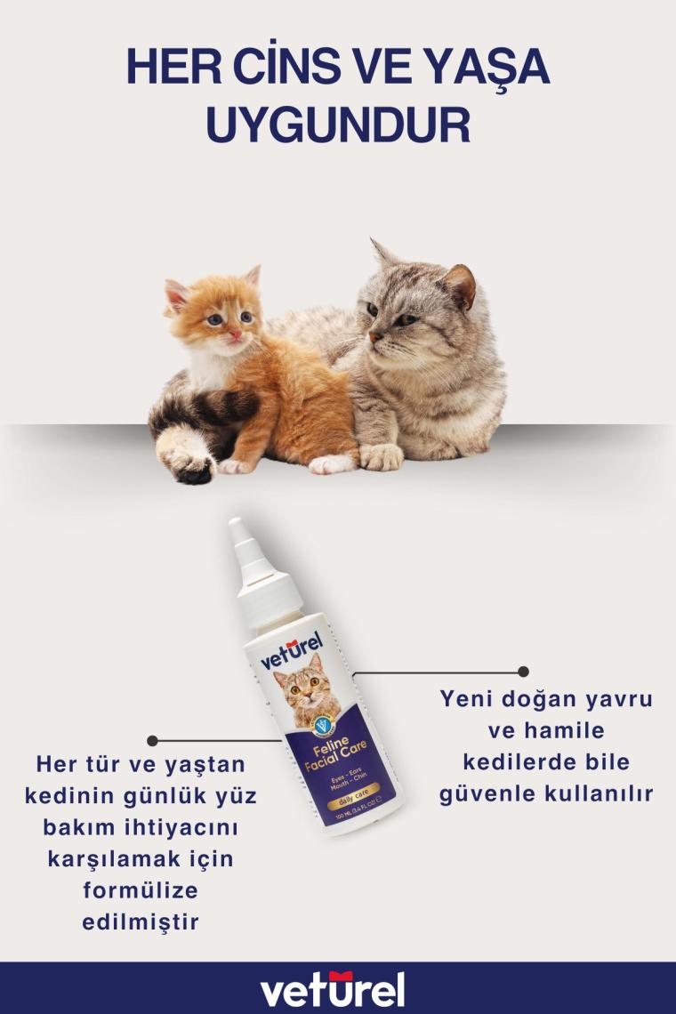 Kedi Yüz Temizleme Solüsyonu Kedi Aknesi Gözyaşı Lekesi Göz Damlası Akıntı Kaşıntı Bakımı 100ml
