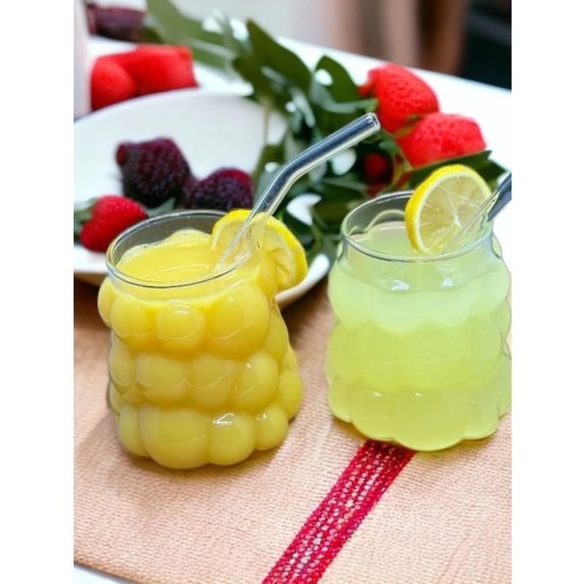 Ara Porselen Isıya Dayanıklı Üzüm Model Borosilikat Kokteyl Kahve Bardağı 2 Adet + Pipet