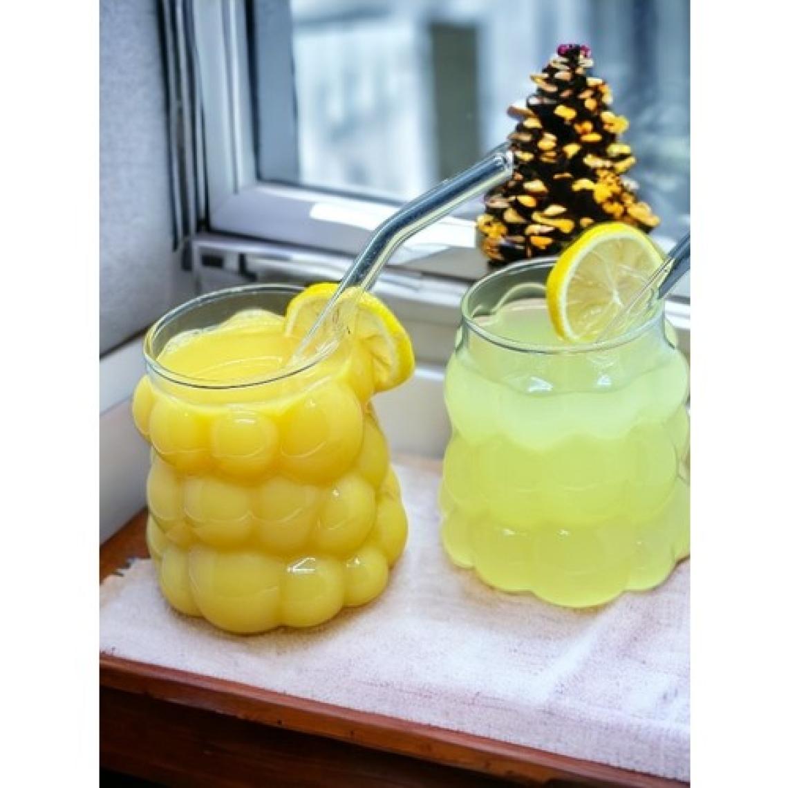 Ara Porselen Isıya Dayanıklı Üzüm Model Borosilikat Kokteyl Kahve Bardağı 2 Adet + Pipet