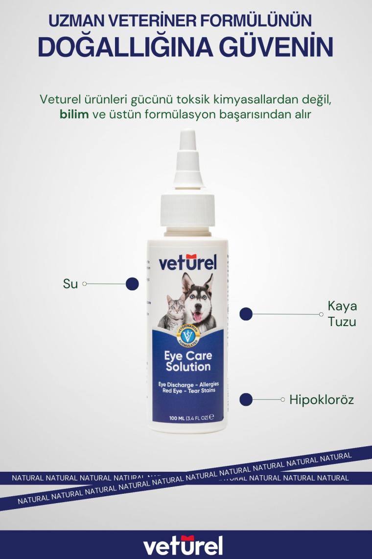 Kedi Göz Temizleme Solüsyonu Köpek Alerji Kızarıklık Enfeksiyon Gözyaşı Bakımı Göz Damlası 100ml
